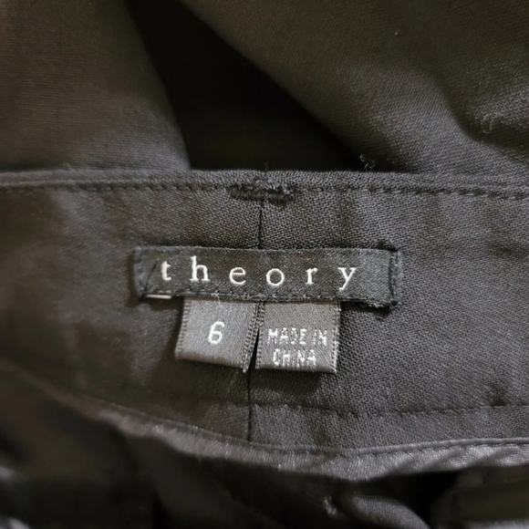 THEORY Skirt Sz 6 Black Pencil Straight Pockets Classic Suit Skirt Silk Blend - Picture 2 of 4